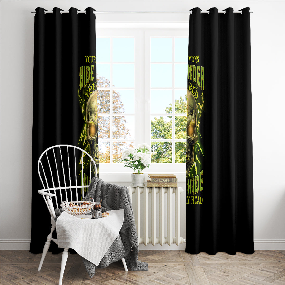 Your Demons Hide Under Your Bed Window Curtain - Wonder Print Shop
