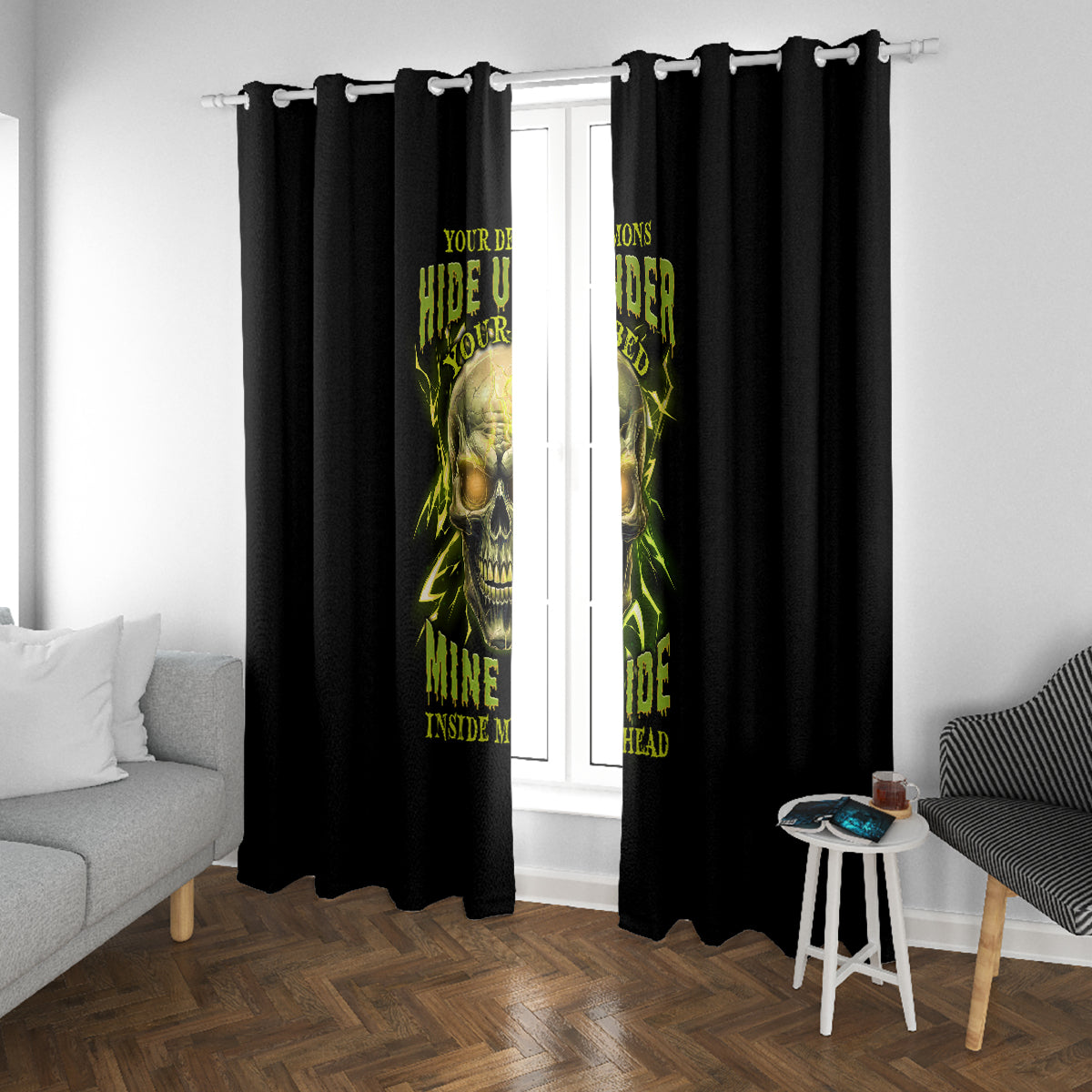 Your Demons Hide Under Your Bed Window Curtain - Wonder Print Shop