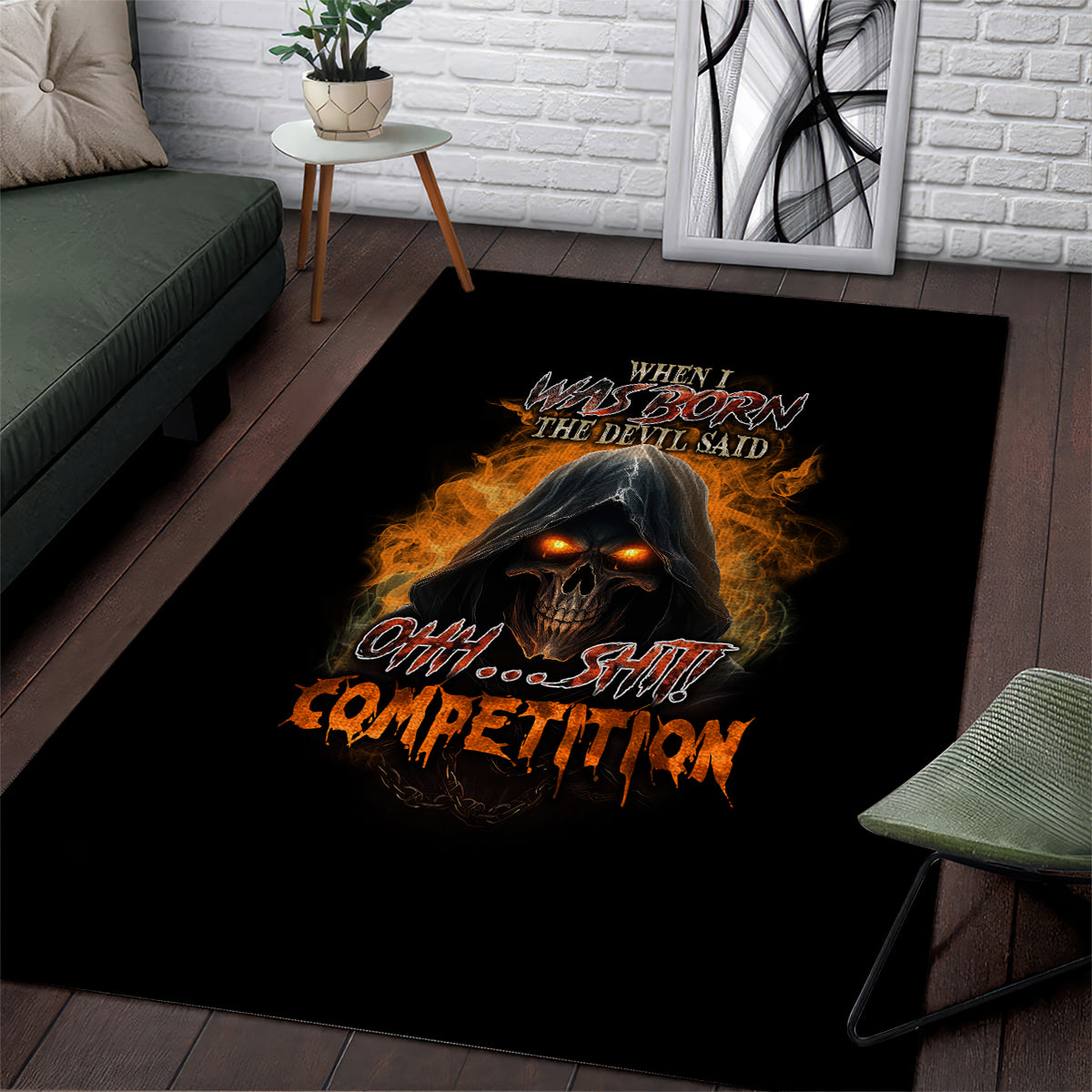 When I Was Born Reaper Fire Area Rug - Wonder Print Shop