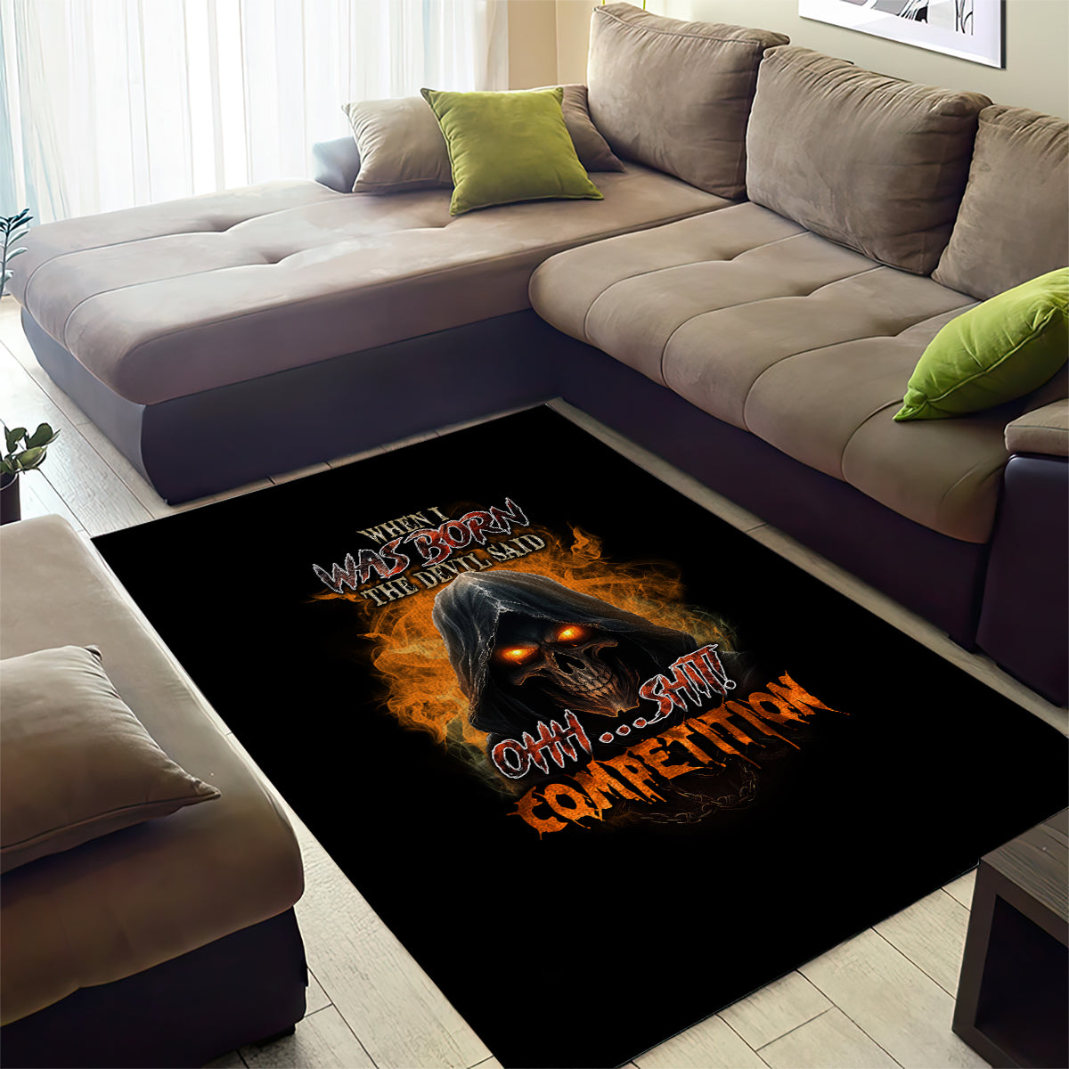 When I Was Born Reaper Fire Area Rug - Wonder Print Shop