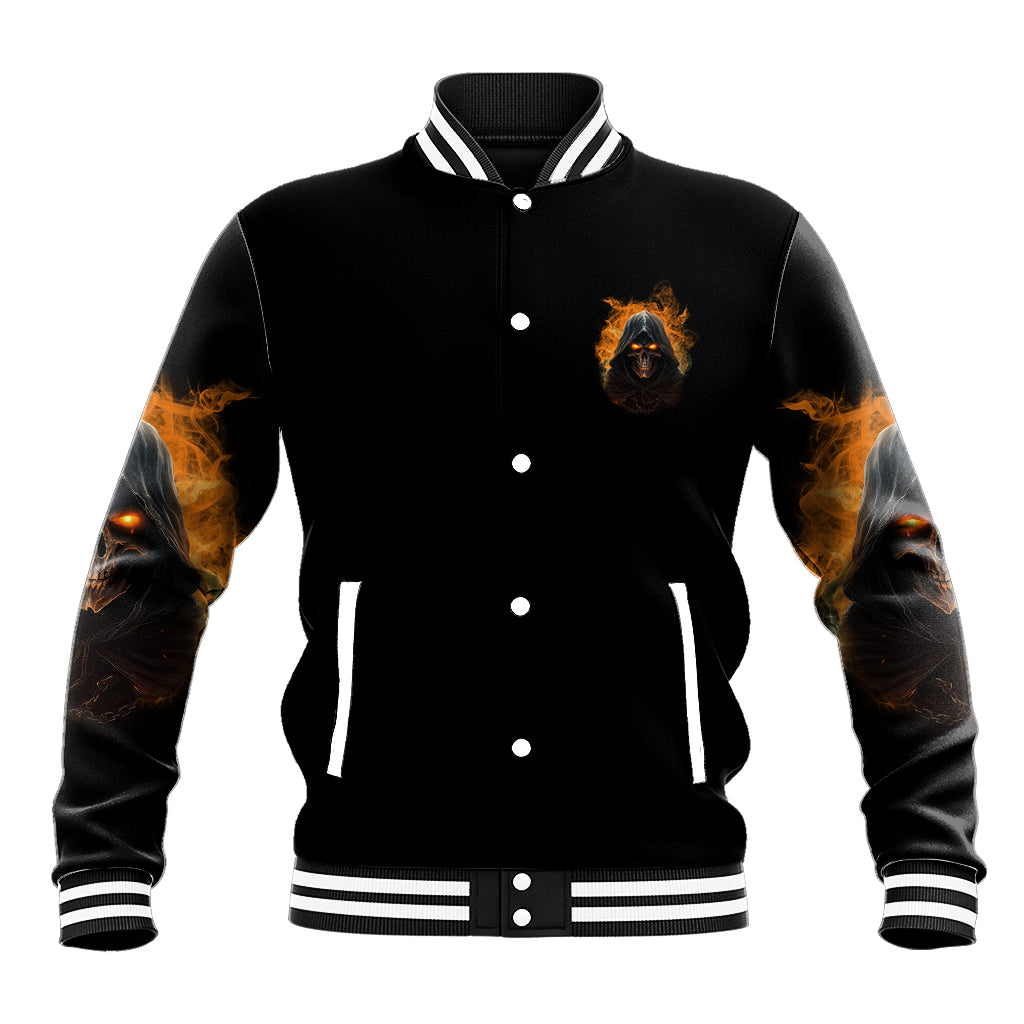 When I Was Born Reaper Fire Baseball Jacket - Wonder Print Shop