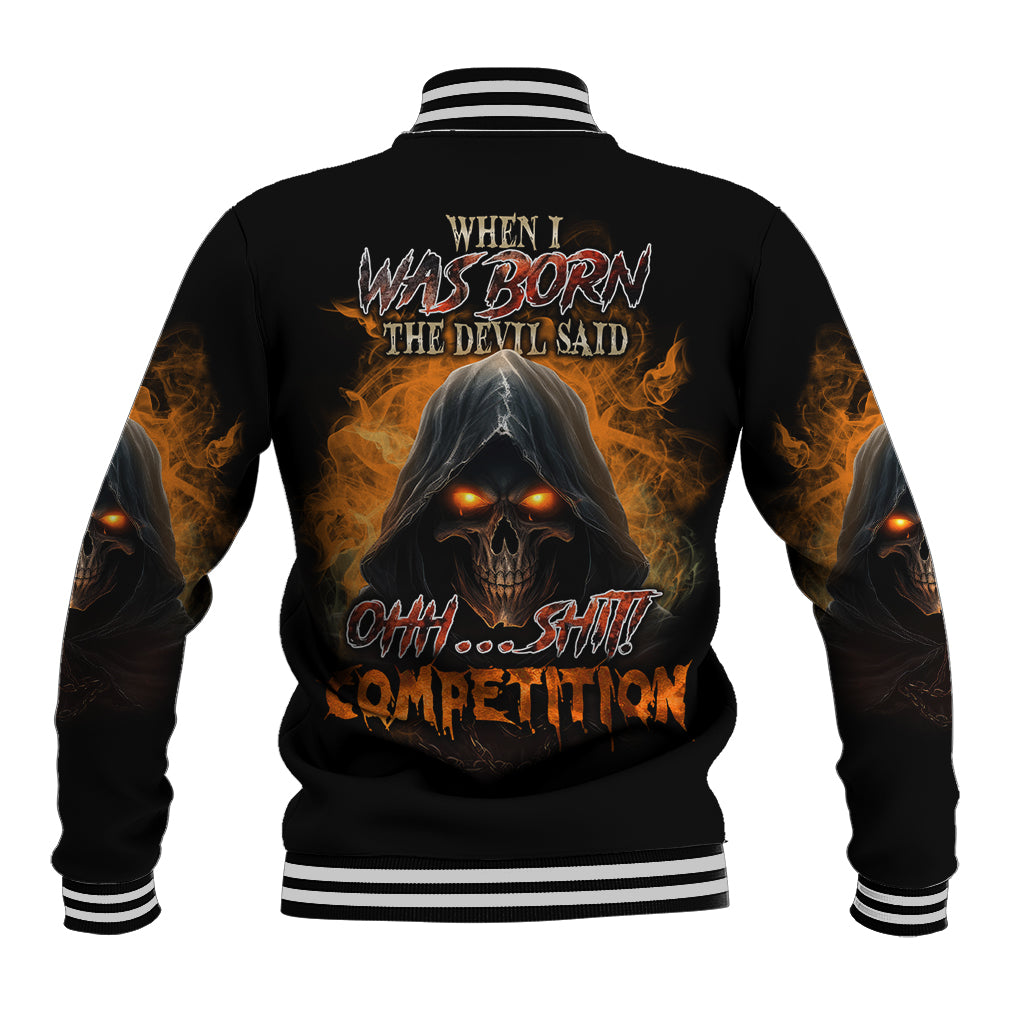 When I Was Born Reaper Fire Baseball Jacket - Wonder Print Shop