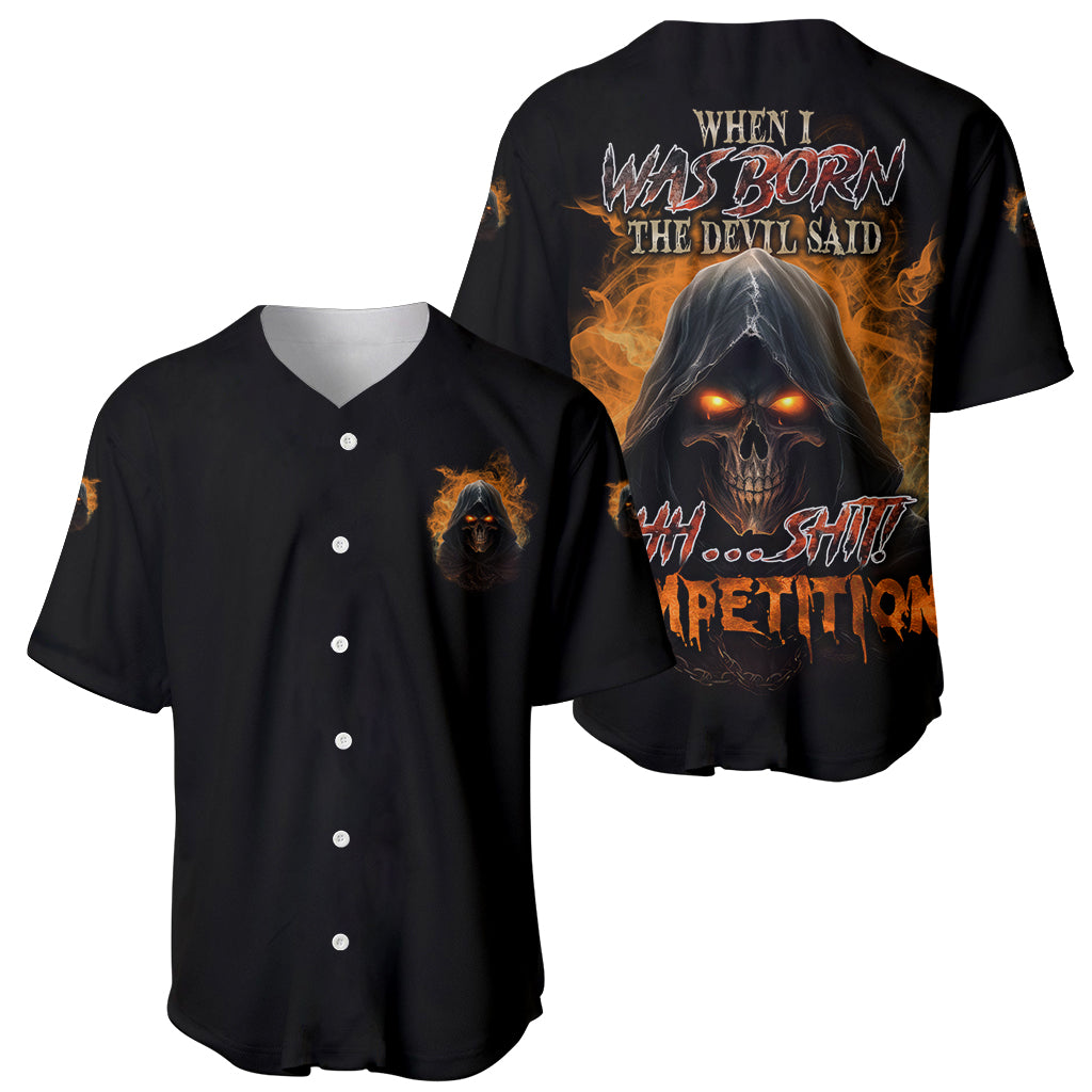 When I Was Born Reaper Fire Baseball Jersey - Wonder Print Shop