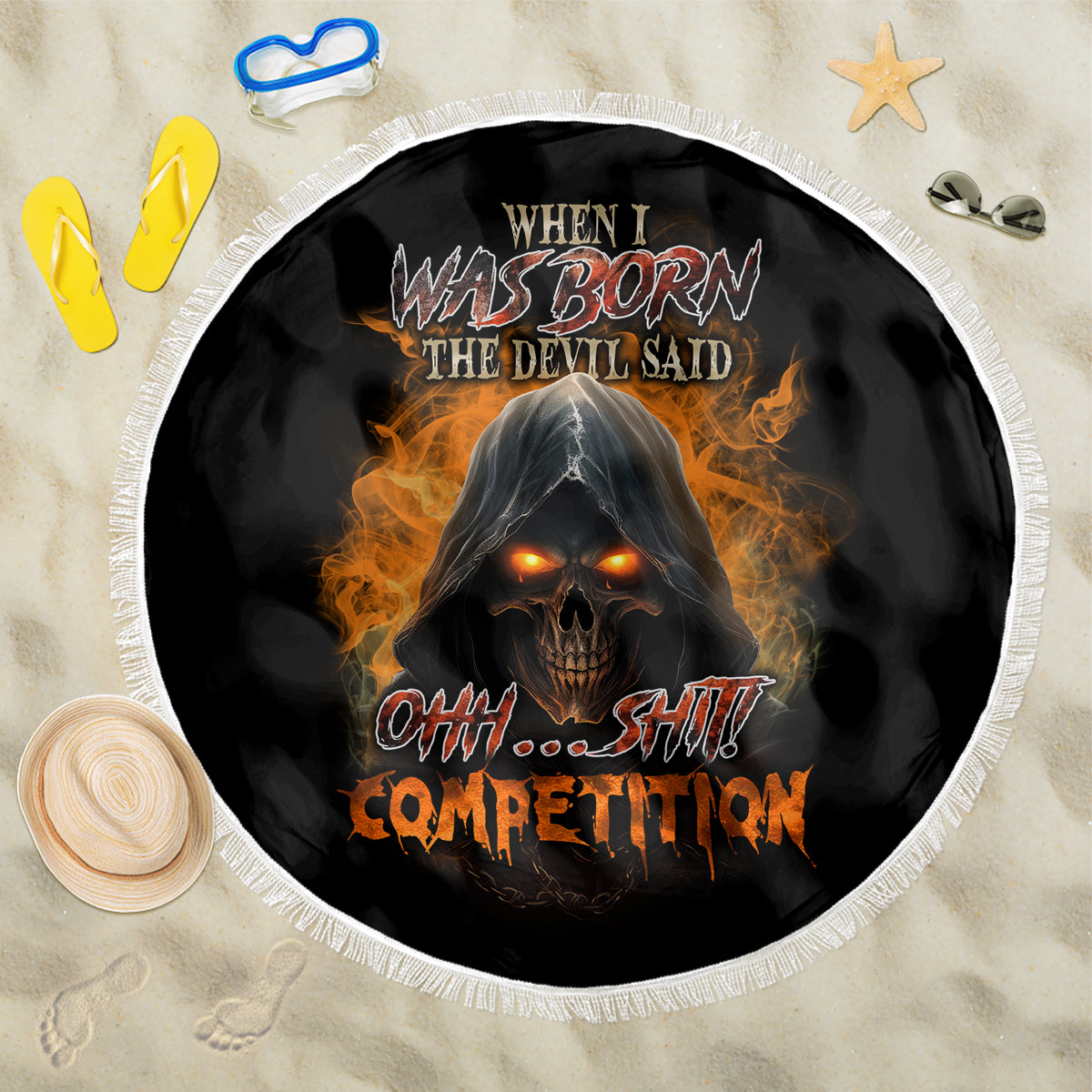 When I Was Born Reaper Fire Beach Blanket - Wonder Print Shop