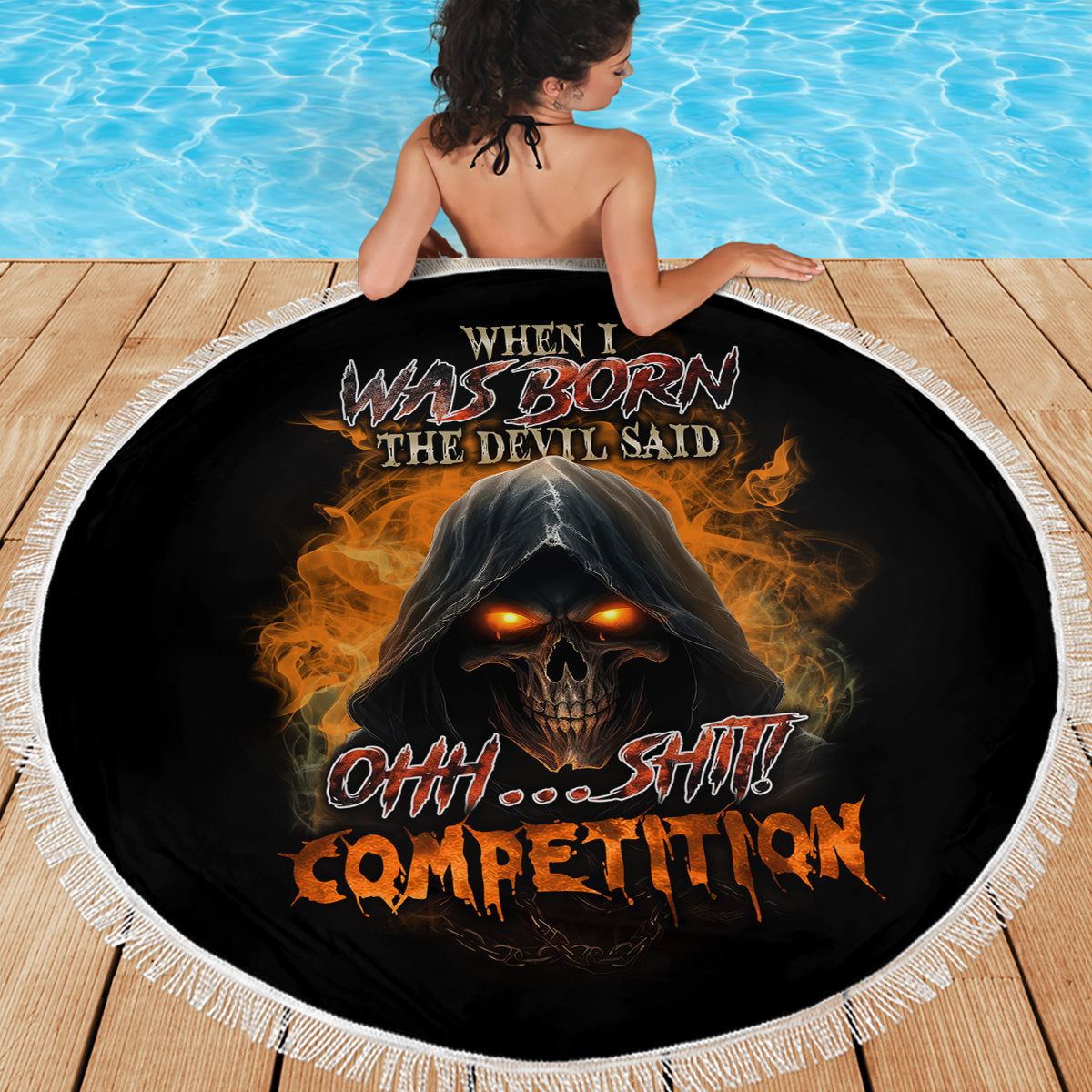 When I Was Born Reaper Fire Beach Blanket - Wonder Print Shop