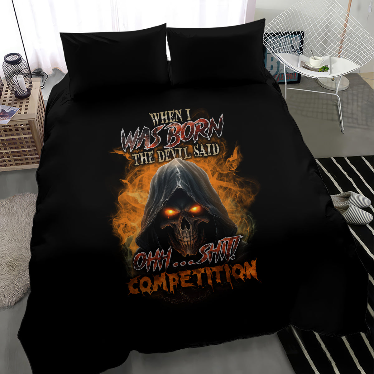 When I Was Born Reaper Fire Bedding Set - Wonder Print Shop