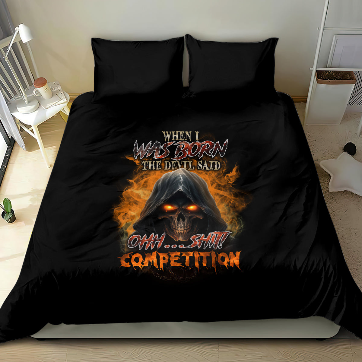When I Was Born Reaper Fire Bedding Set - Wonder Print Shop