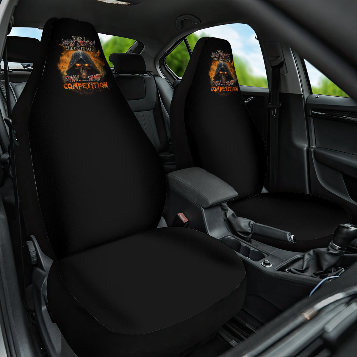 When I Was Born Reaper Fire Car Seat Cover - Wonder Print Shop