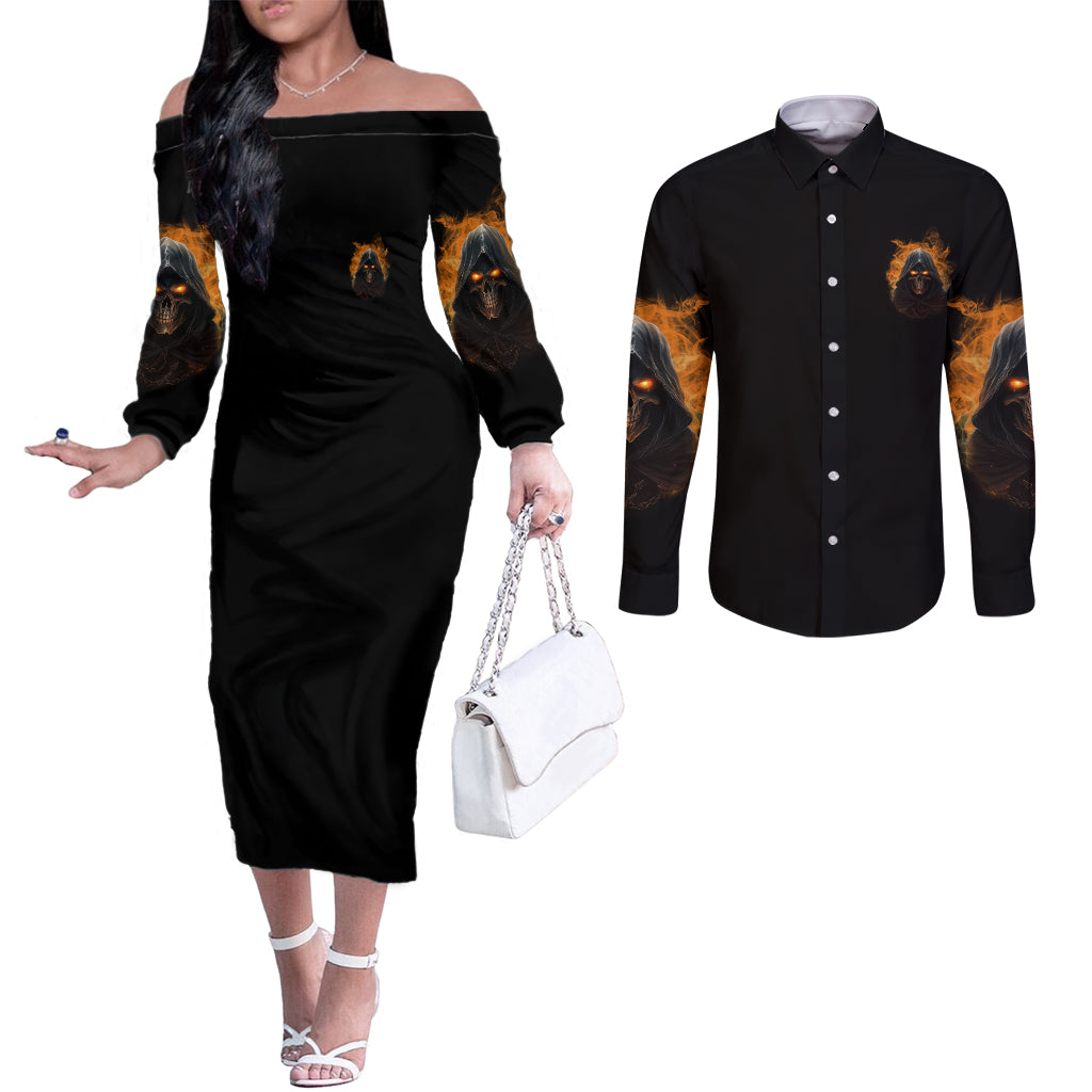 when-i-was-born-reaper-fire-couples-matching-off-the-shoulder-long-sleeve-dress-and-long-sleeve-button-shirt