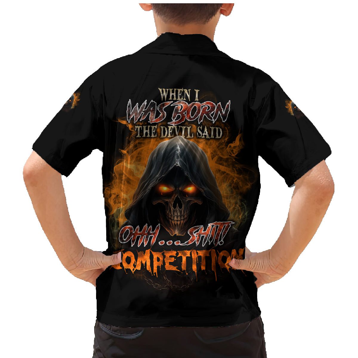 When I Was Born Reaper Fire Family Matching Mermaid Dress and Hawaiian Shirt - Wonder Print Shop