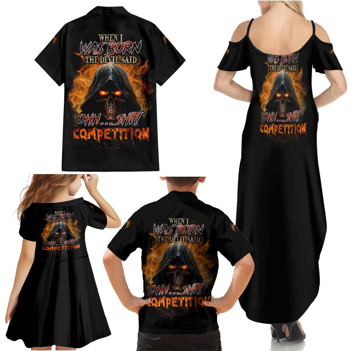 When I Was Born Reaper Fire Family Matching Summer Maxi Dress and Hawaiian Shirt - Wonder Print Shop