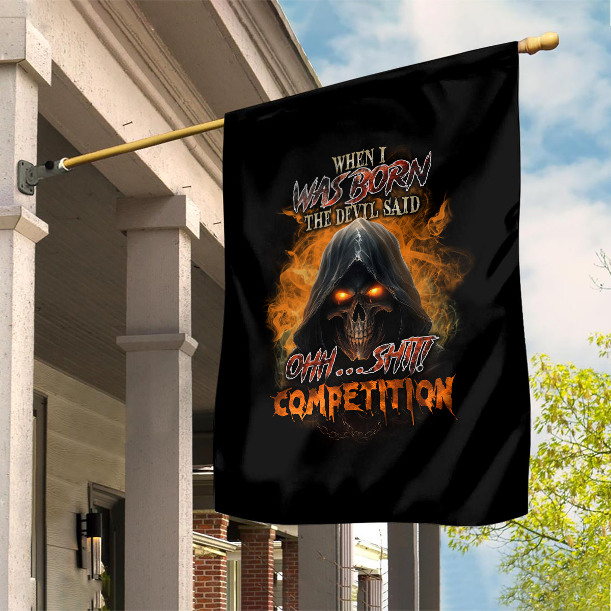 When I Was Born Reaper Fire Garden Flag - Wonder Print Shop