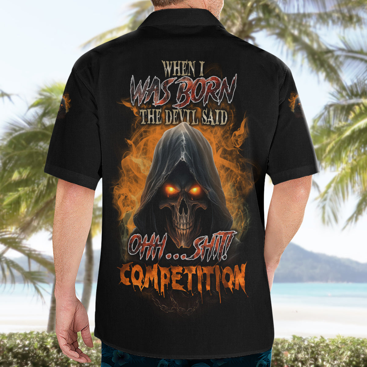 When I Was Born Reaper Fire Hawaiian Shirt - Wonder Print Shop