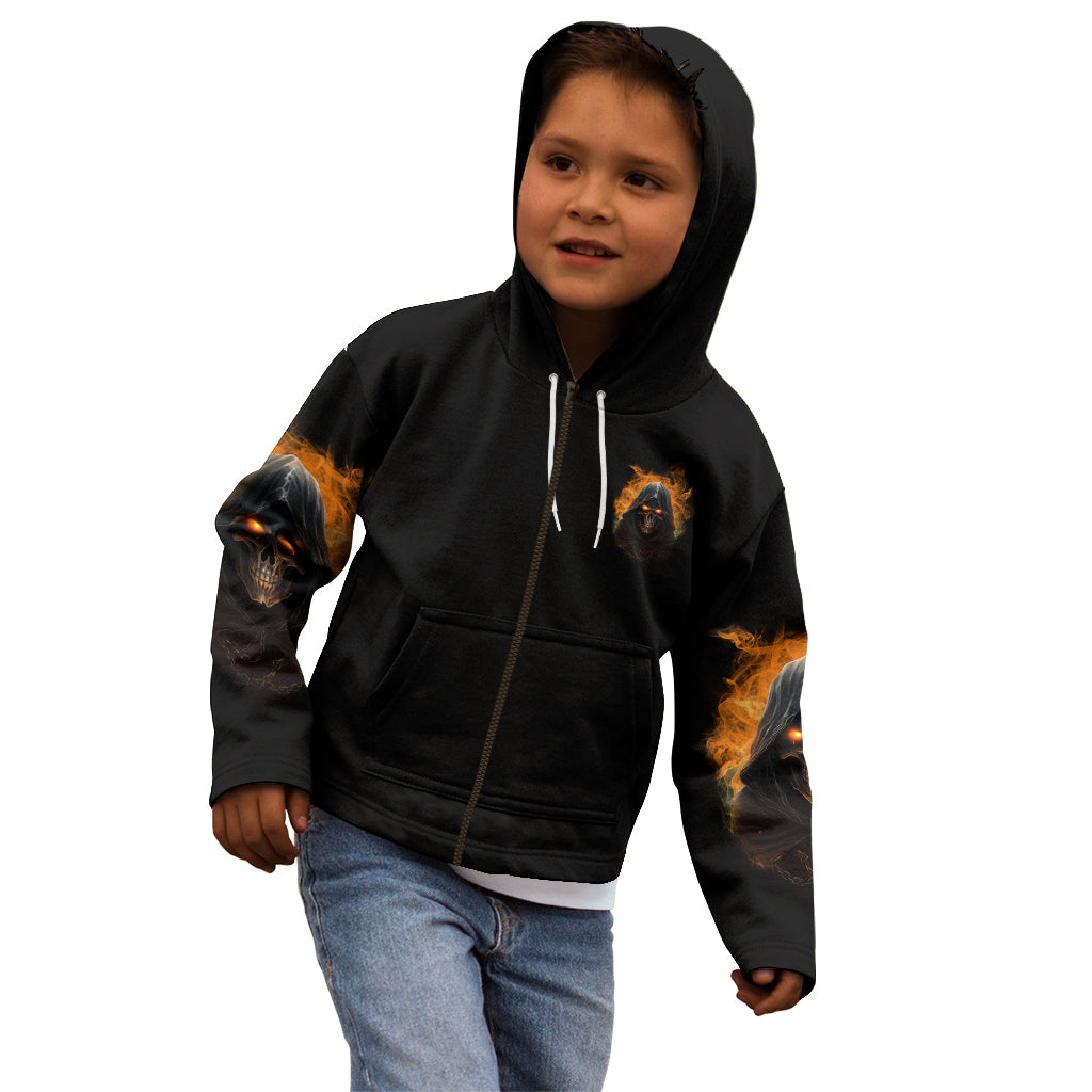 When I Was Born Reaper Fire Kid Hoodie - Wonder Print Shop