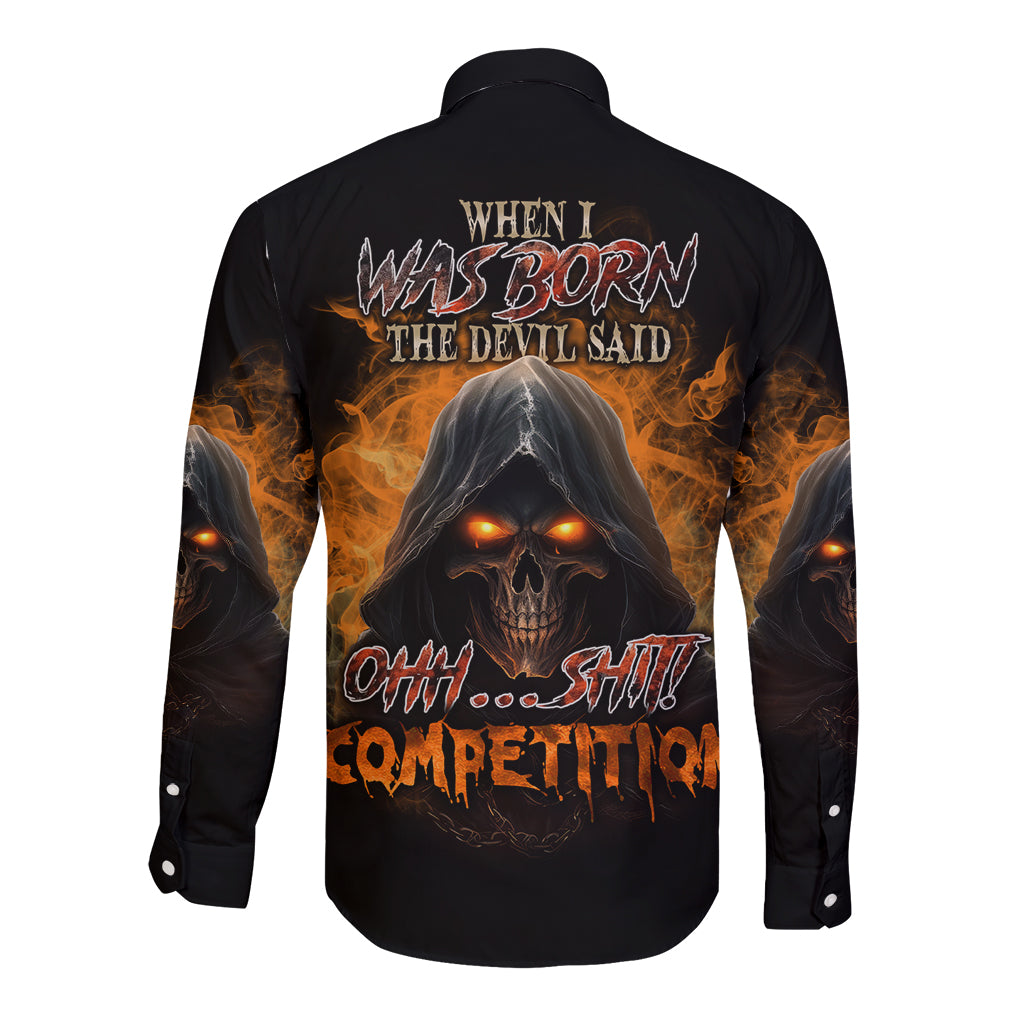 When I Was Born Reaper Fire Long Sleeve Button Shirt - Wonder Print Shop
