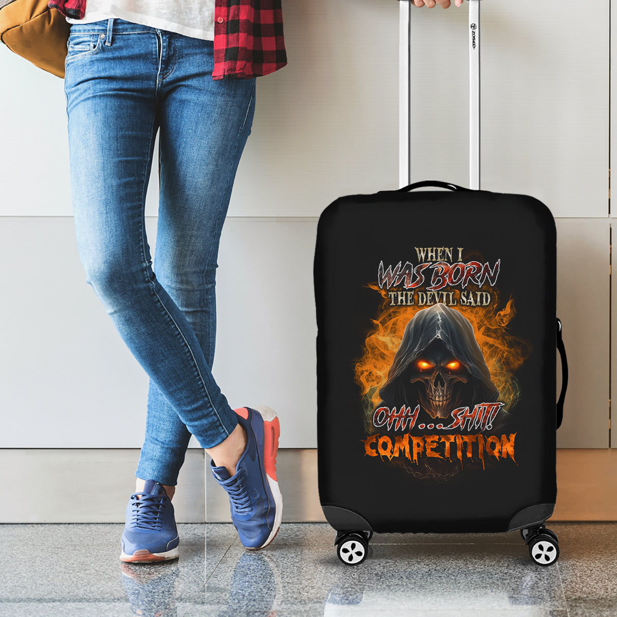 When I Was Born Reaper Fire Luggage Cover - Wonder Print Shop
