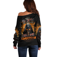 When I Was Born Reaper Fire Off Shoulder Sweater - Wonder Print Shop