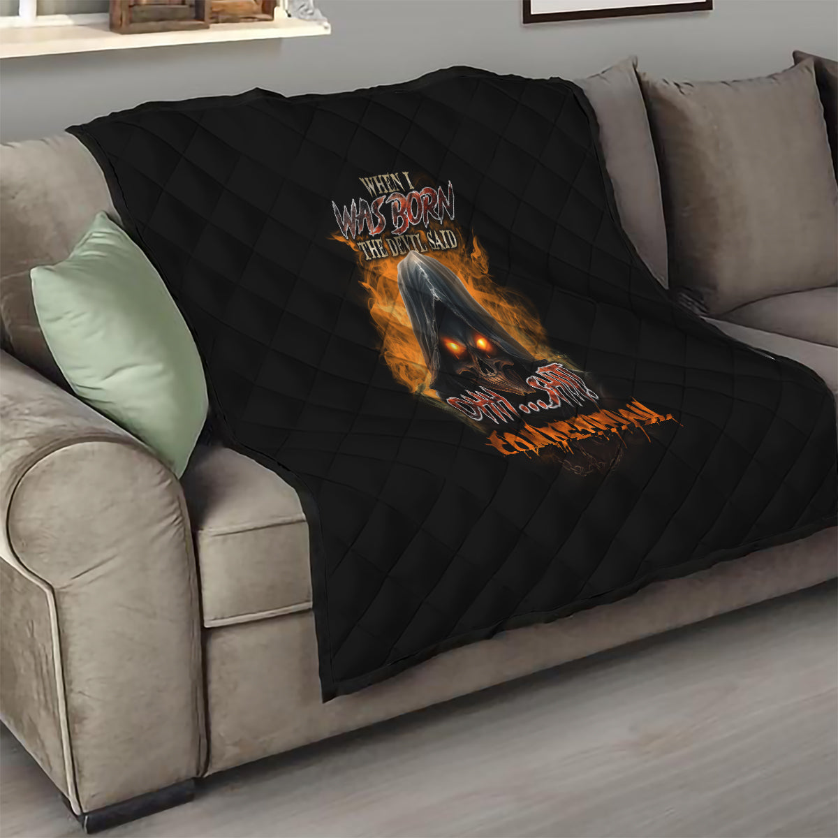 When I Was Born Reaper Fire Quilt - Wonder Print Shop