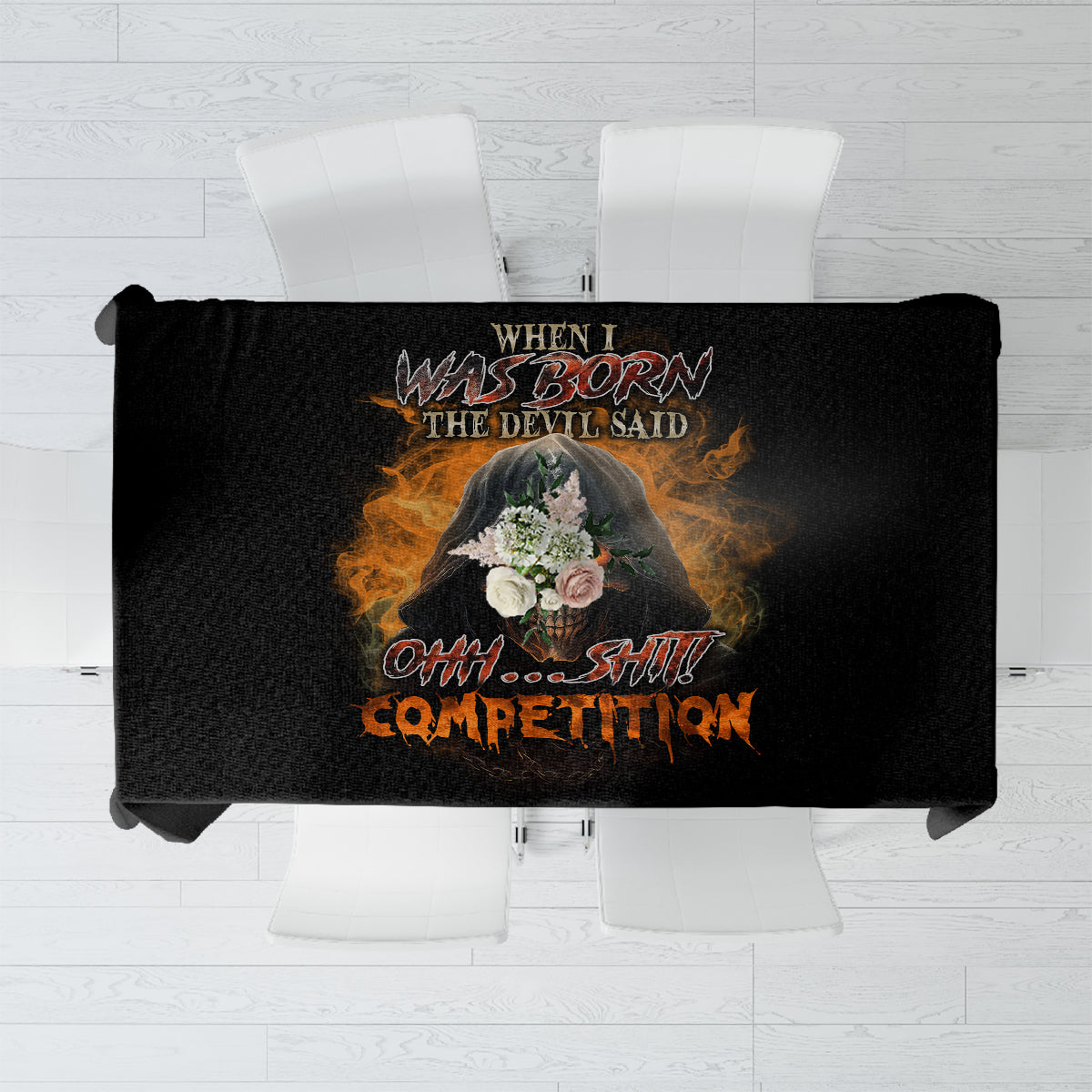 When I Was Born Reaper Fire Tablecloth - Wonder Print Shop