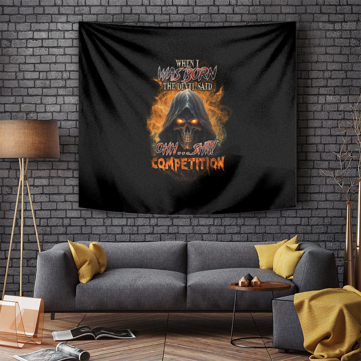 When I Was Born Reaper Fire Tapestry - Wonder Print Shop