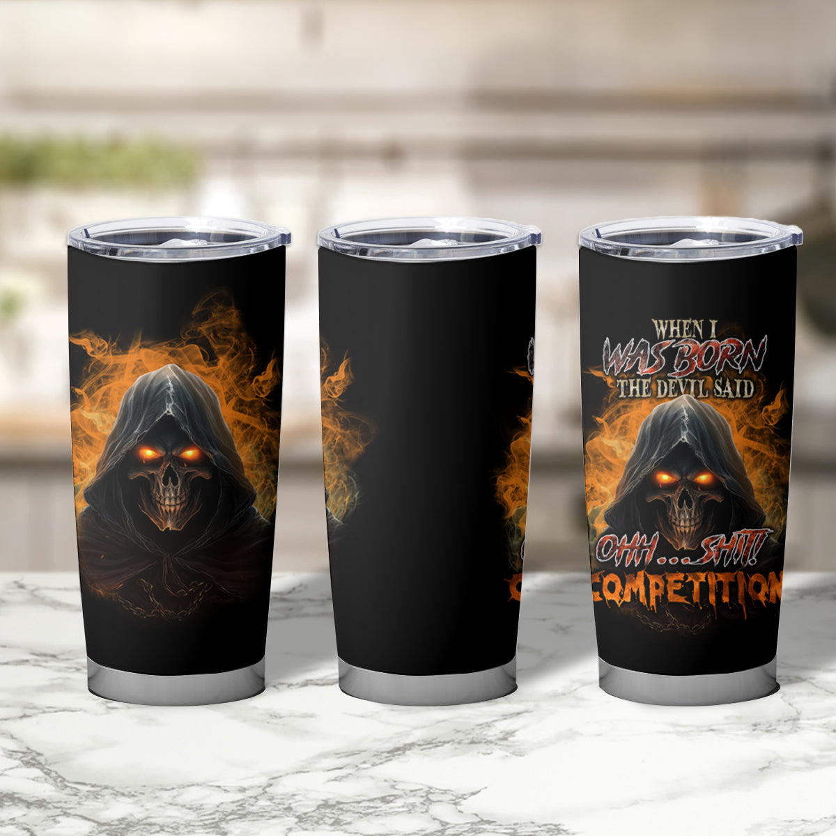 When I Was Born Reaper Fire Tumbler Cup - Wonder Print Shop
