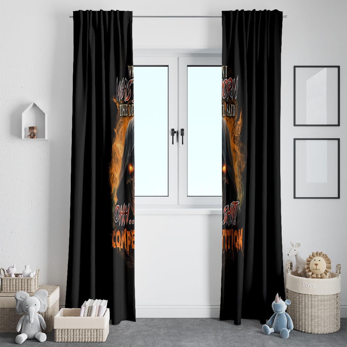 When I Was Born Reaper Fire Window Curtain - Wonder Print Shop