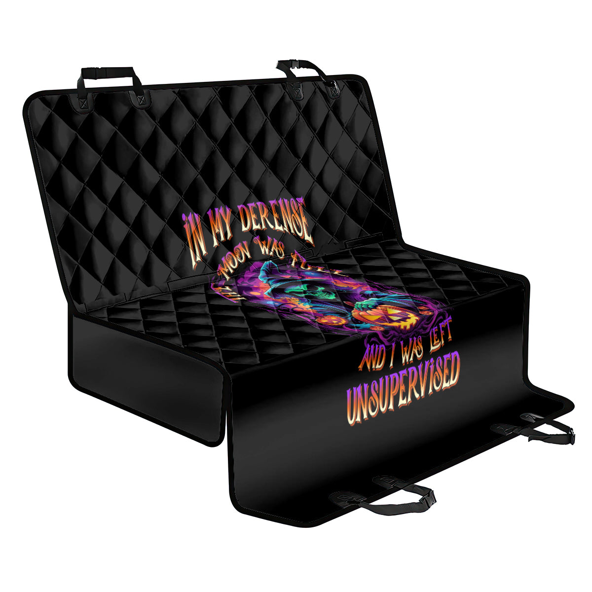 In My Defense I Was Left Unsupervised Halloween Back Car Seat Cover - Wonder Print Shop