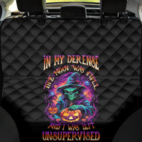 In My Defense I Was Left Unsupervised Halloween Back Car Seat Cover - Wonder Print Shop