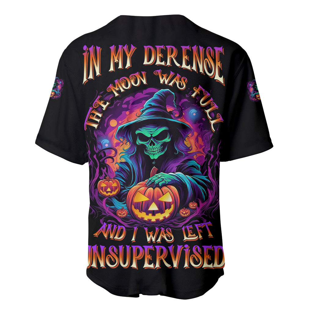 In My Defense I Was Left Unsupervised Halloween Baseball Jersey - Wonder Print Shop