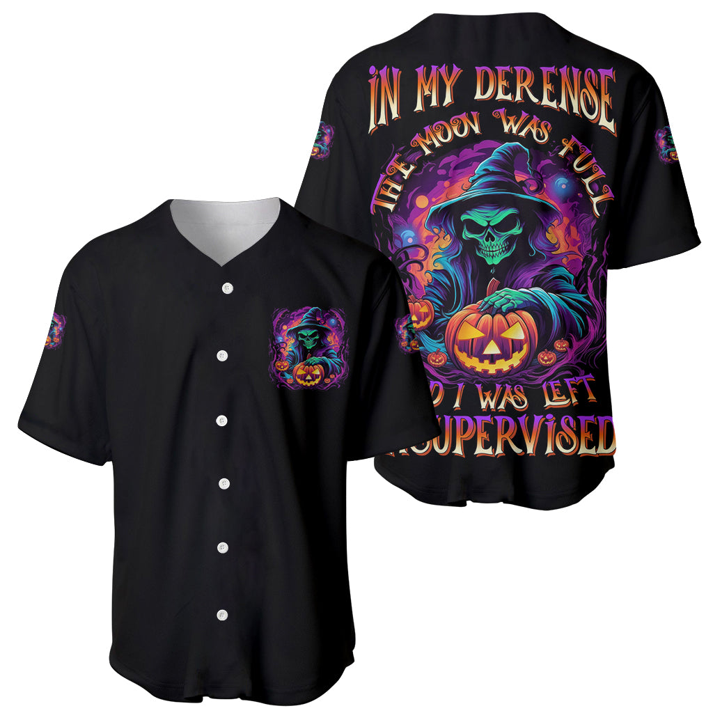 In My Defense I Was Left Unsupervised Halloween Baseball Jersey - Wonder Print Shop