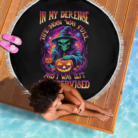 In My Defense I Was Left Unsupervised Halloween Beach Blanket - Wonder Print Shop