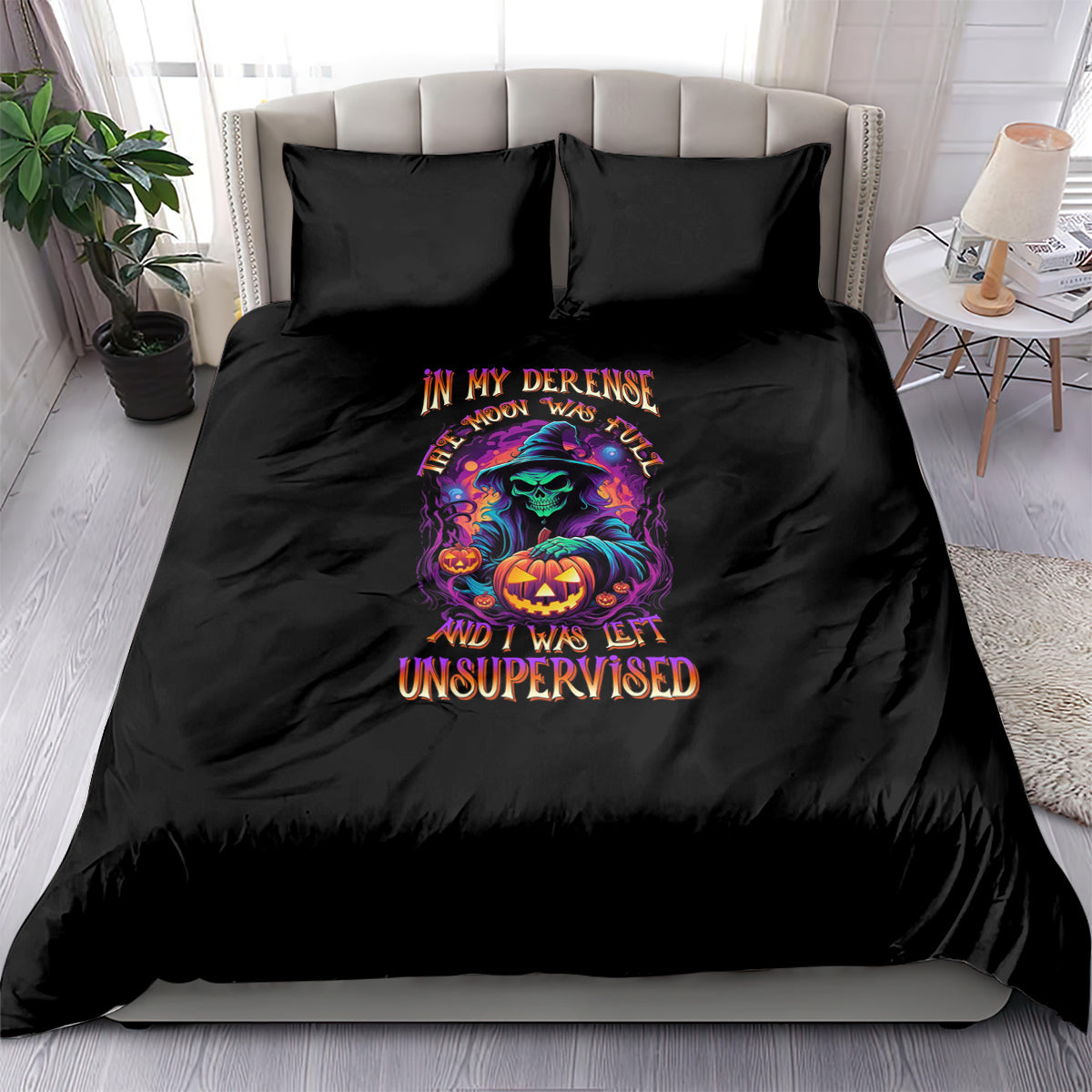 In My Defense I Was Left Unsupervised Halloween Bedding Set - Wonder Print Shop