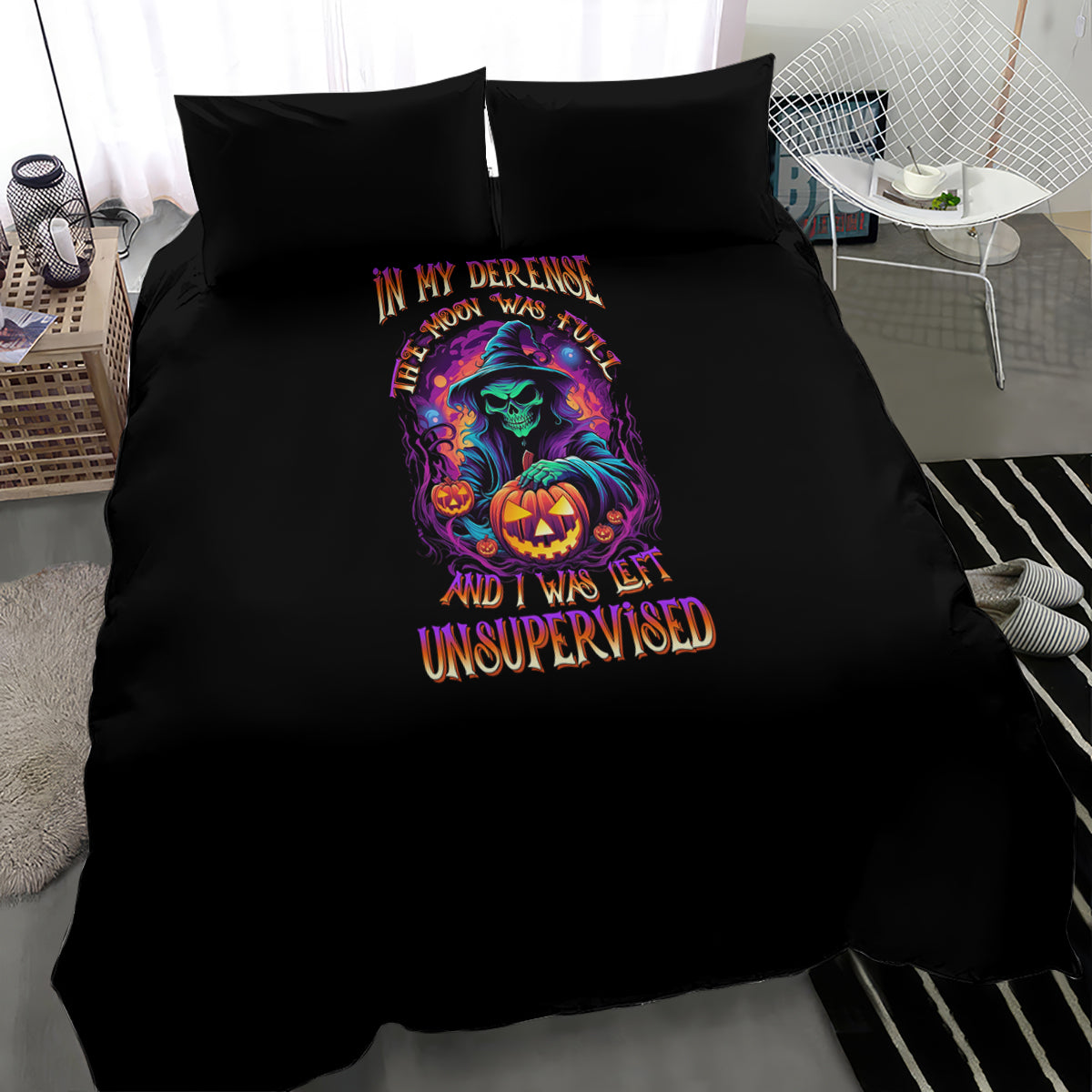 In My Defense I Was Left Unsupervised Halloween Bedding Set - Wonder Print Shop