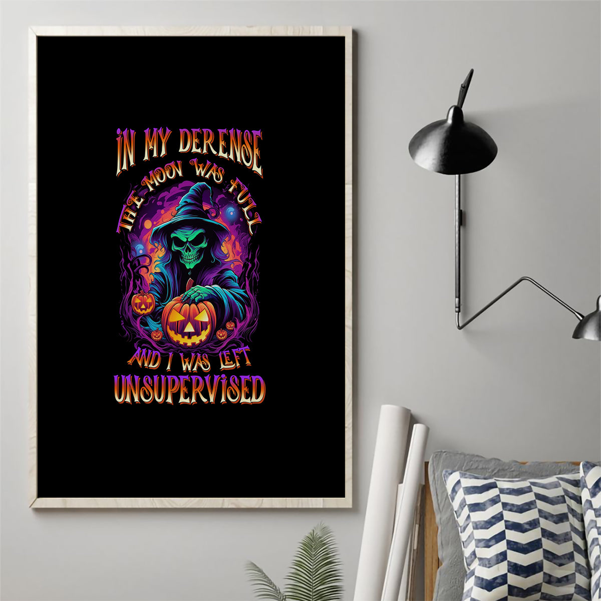 In My Defense I Was Left Unsupervised Halloween Canvas Wall Art - Wonder Print Shop