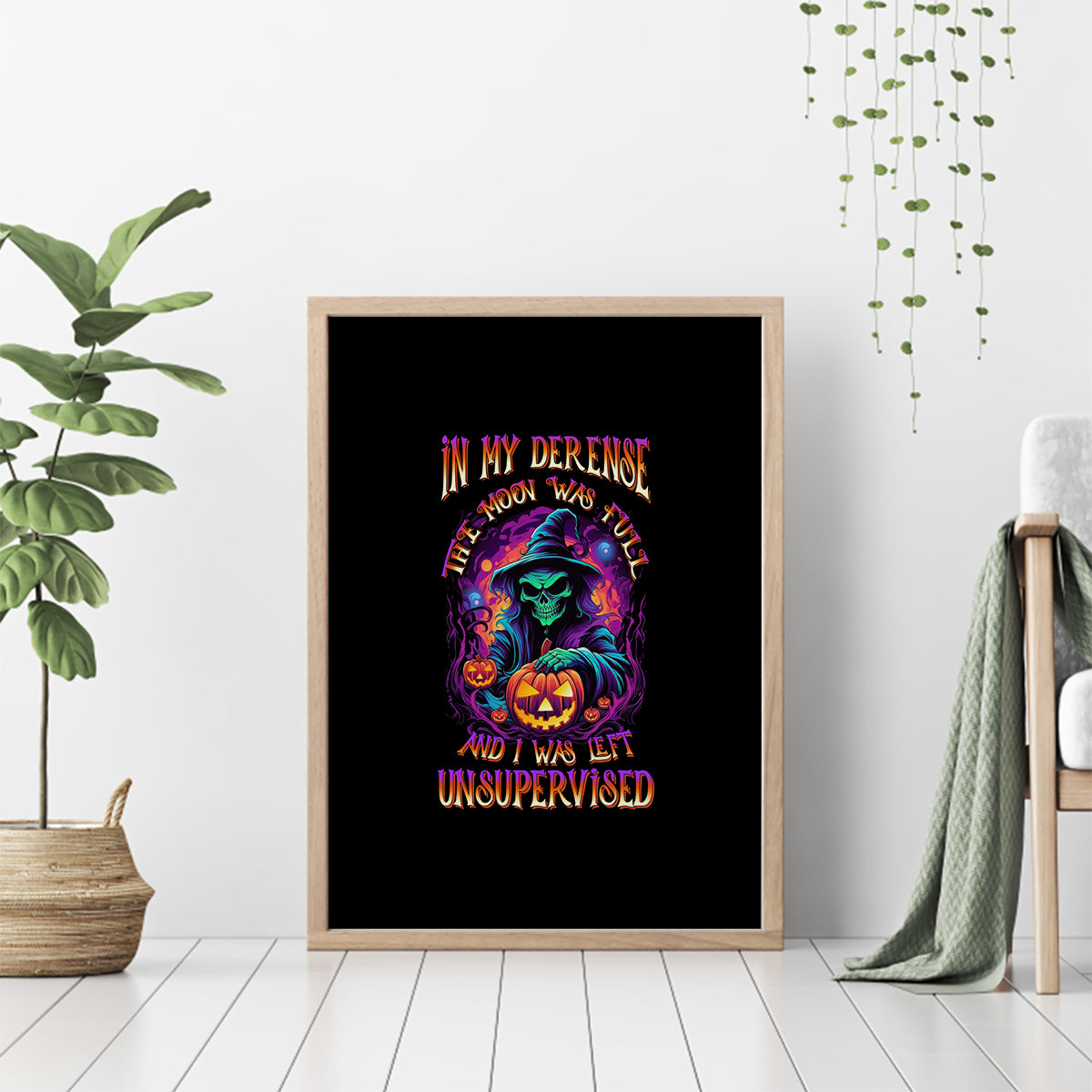 In My Defense I Was Left Unsupervised Halloween Canvas Wall Art - Wonder Print Shop