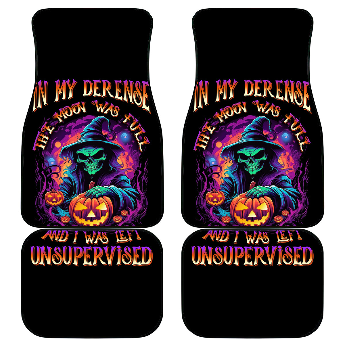In My Defense I Was Left Unsupervised Halloween Car Mats - Wonder Print Shop