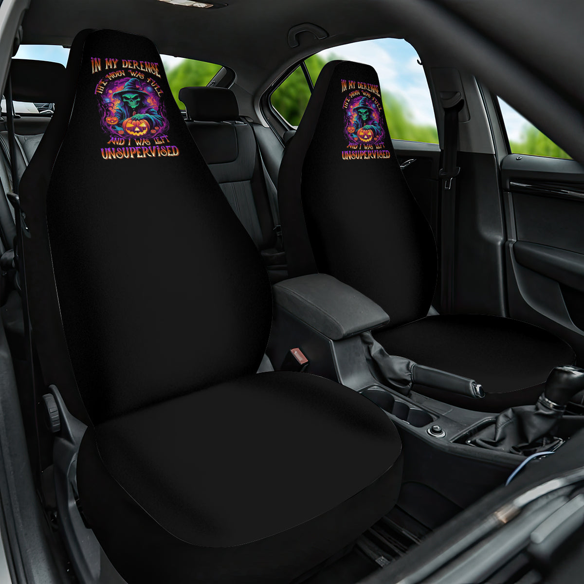 In My Defense I Was Left Unsupervised Halloween Car Seat Cover - Wonder Print Shop
