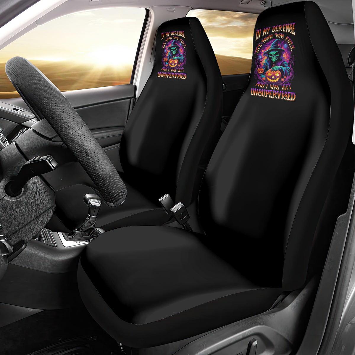 In My Defense I Was Left Unsupervised Halloween Car Seat Cover - Wonder Print Shop
