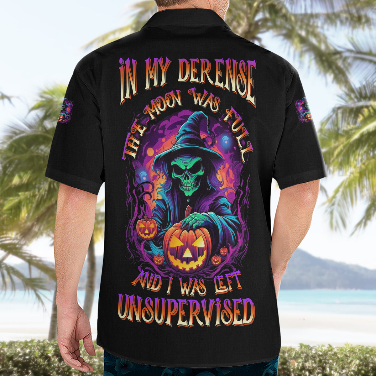 In My Defense I Was Left Unsupervised Halloween Hawaiian Shirt - Wonder Print Shop