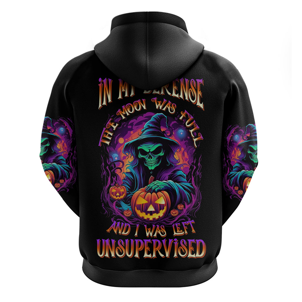 In My Defense I Was Left Unsupervised Halloween Hoodie - Wonder Print Shop
