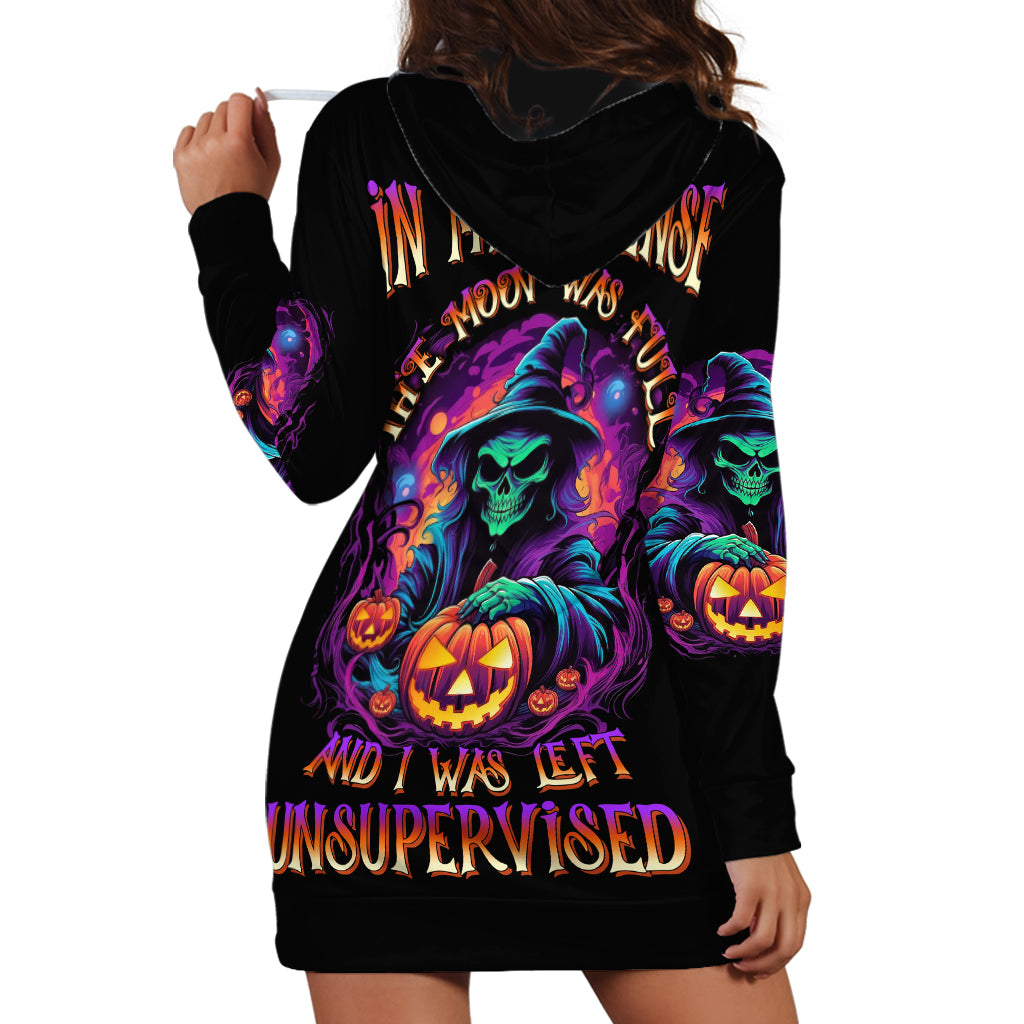 In My Defense I Was Left Unsupervised Halloween Hoodie Dress - Wonder Print Shop