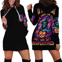 In My Defense I Was Left Unsupervised Halloween Hoodie Dress - Wonder Print Shop