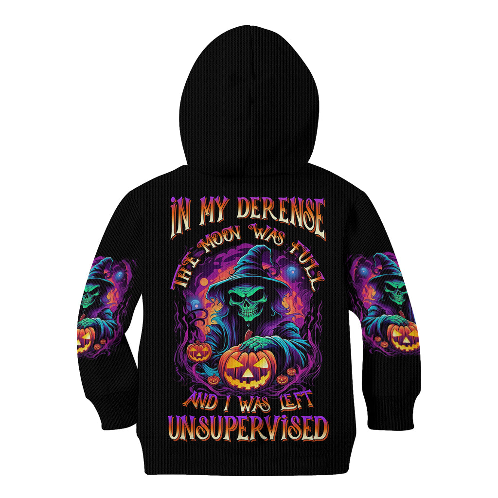 In My Defense I Was Left Unsupervised Halloween Kid Hoodie - Wonder Print Shop