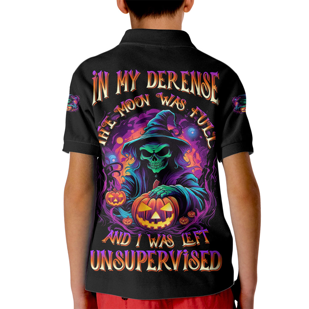 In My Defense I Was Left Unsupervised Halloween Kid Polo Shirt - Wonder Print Shop