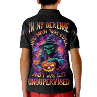 In My Defense I Was Left Unsupervised Halloween Kid Polo Shirt - Wonder Print Shop