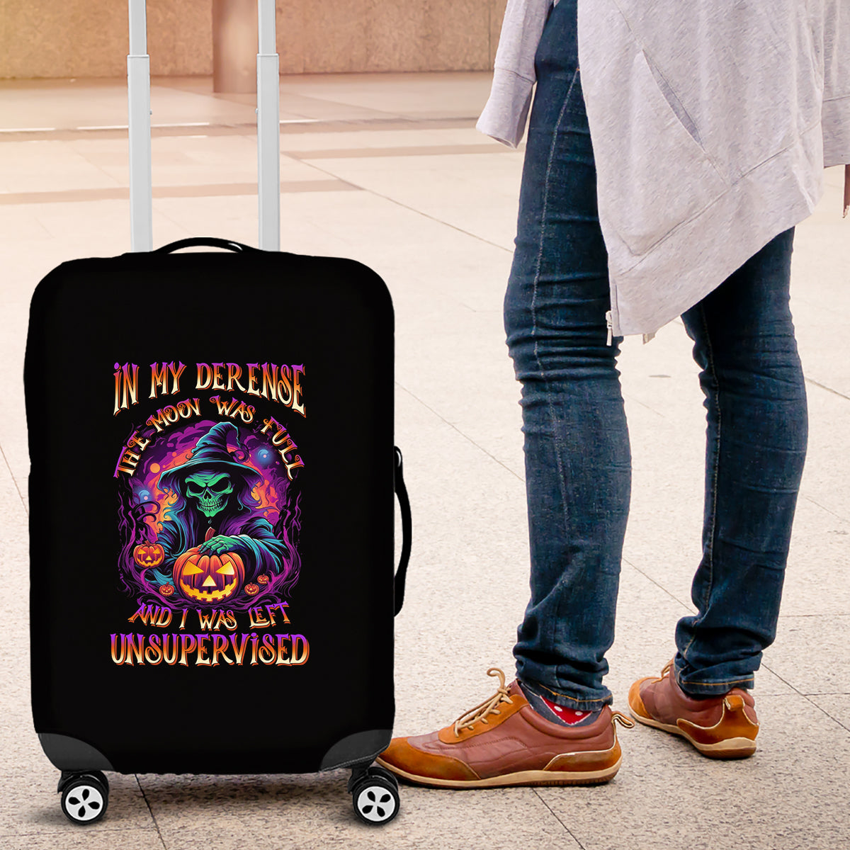 In My Defense I Was Left Unsupervised Halloween Luggage Cover - Wonder Print Shop