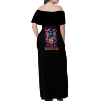 In My Defense I Was Left Unsupervised Halloween Off Shoulder Maxi Dress - Wonder Print Shop