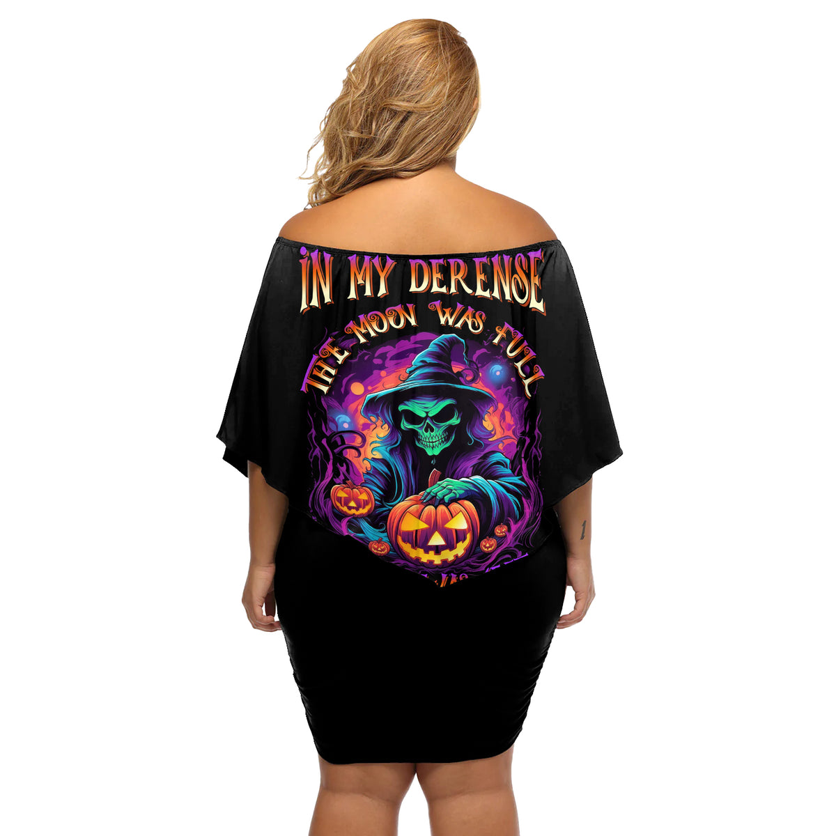 In My Defense I Was Left Unsupervised Halloween Off Shoulder Short Dress - Wonder Print Shop