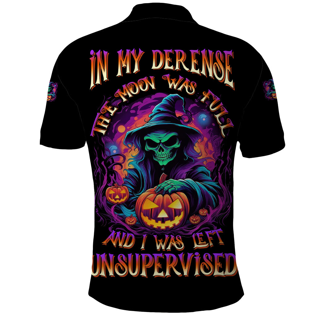 In My Defense I Was Left Unsupervised Halloween Polo Shirt - Wonder Print Shop