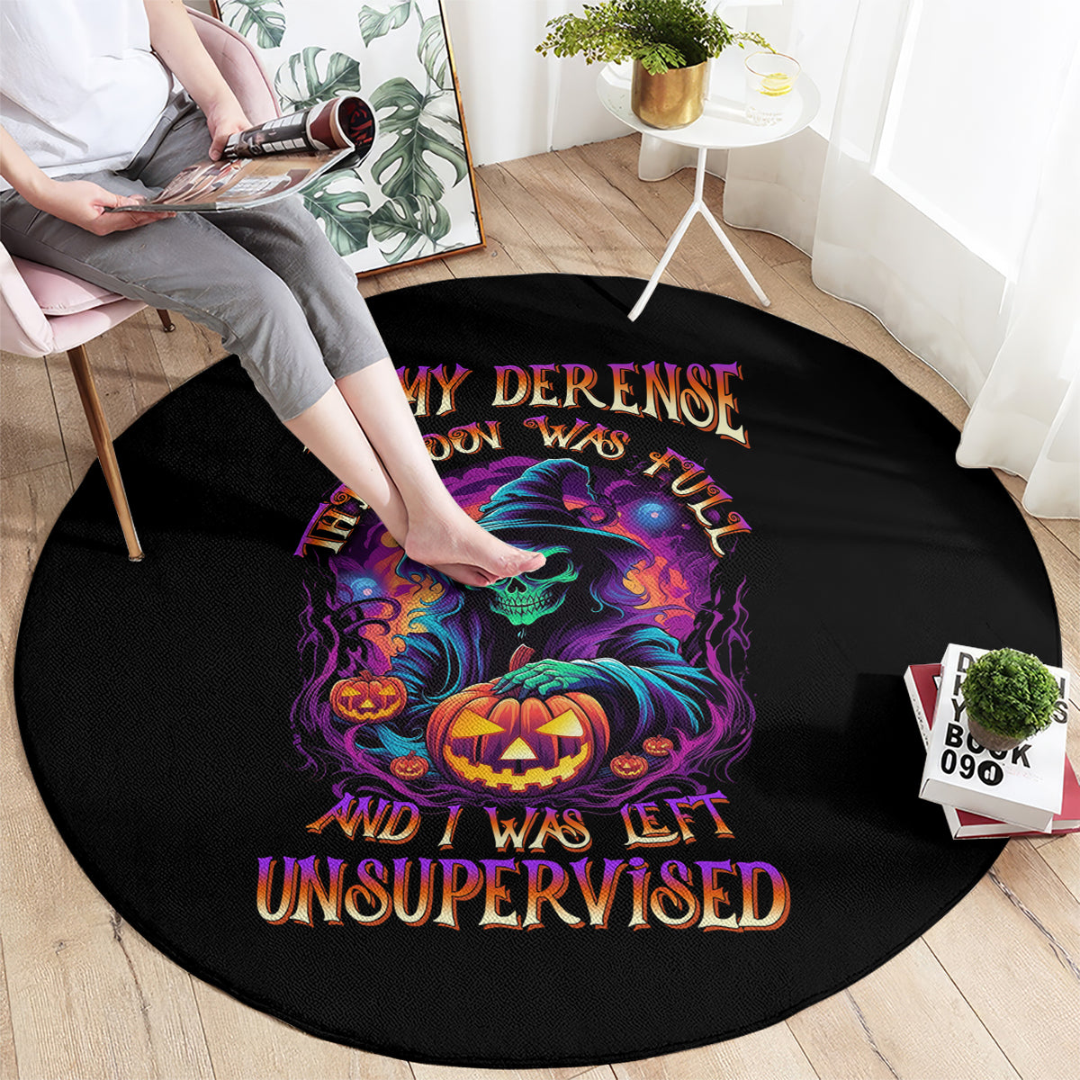 in-my-defense-i-was-left-unsupervised-halloween-round-carpet